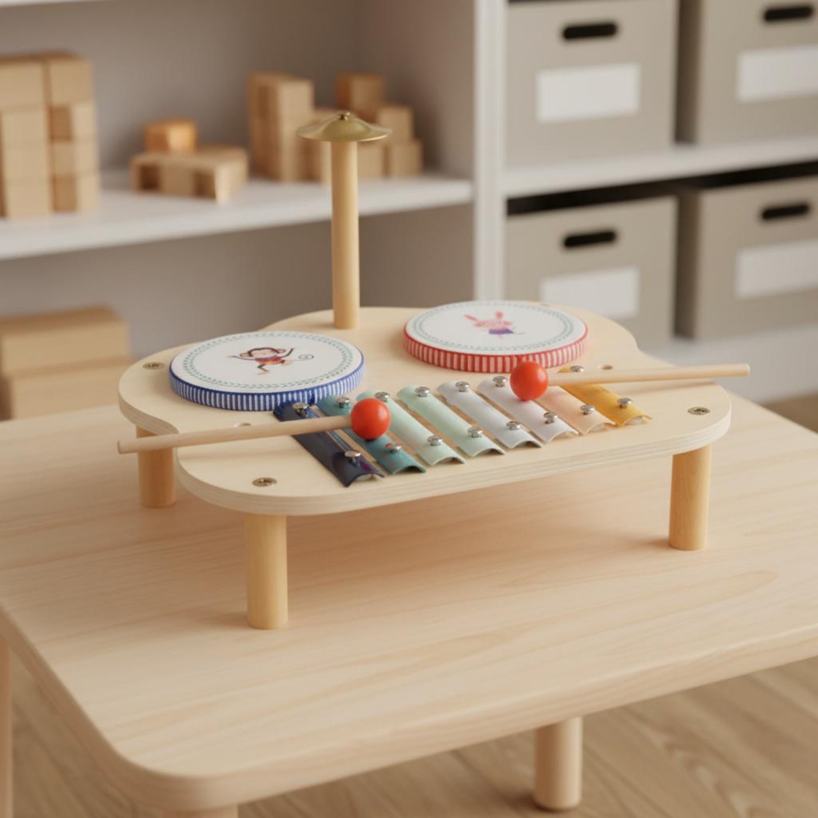 Kids Education Center - Wooden Music Station Child-Centered Inspired Xylophone